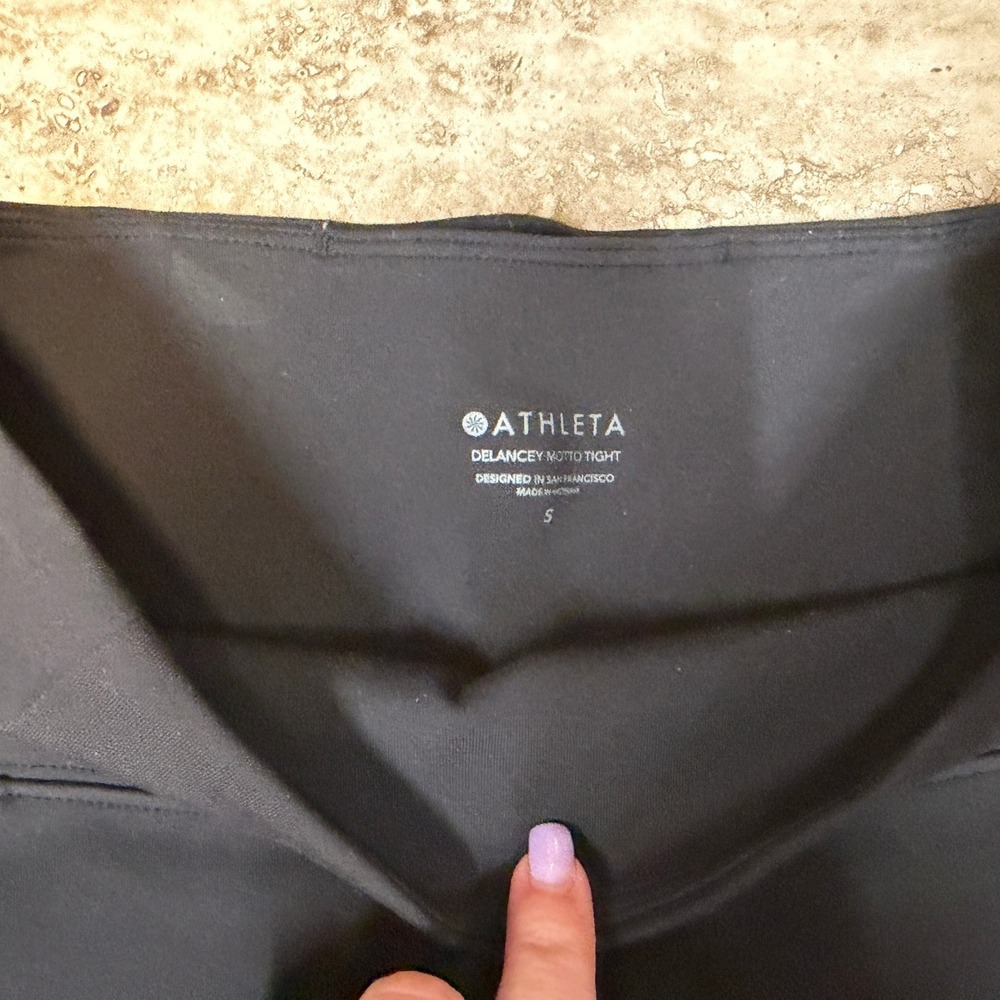 Athleta Delancey Moto Tight Black High Rise Leggings Ankle Zip Small - Picture 4 of 6